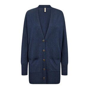NWT SOYA CONCEPT DOLLIE 739 Navy Blue Iris Mid Length Button Down Cardigan